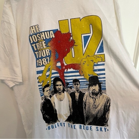 U2 1987 The Joshua Tree Tour Mens 2XL White Tee - Picture 3 of 5